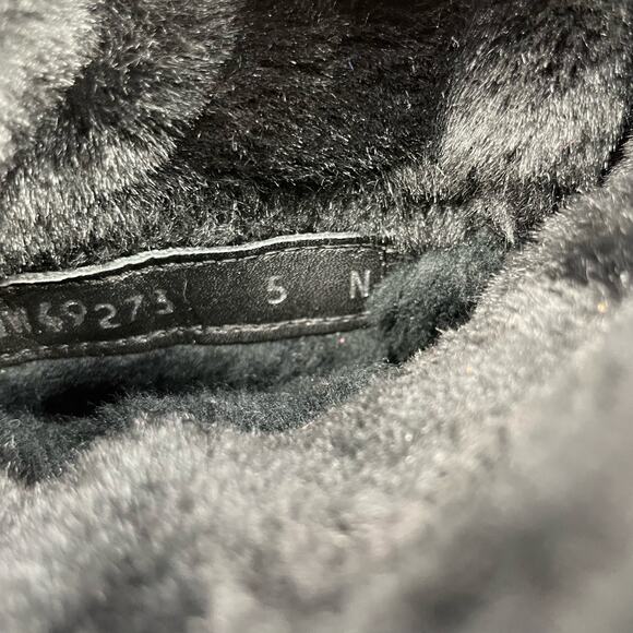 Stuart Weitzman | Arctica 5 Narrow Black Faux Fur Studded Slouchy Pull On Boots - Picture 10 of 12